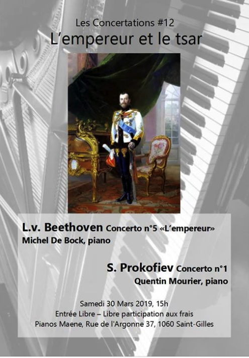 Affiche. Pianos Maene. Les Concertations 12. L|Empereur et le Tsar. 2019-03-30